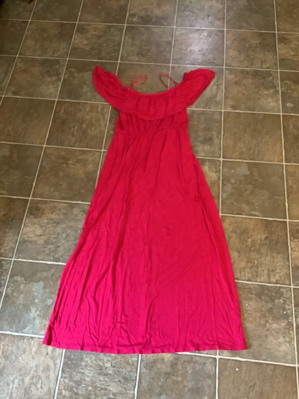 One ❤️ Clothing LA Off-The-Shoulder Ruffle Coral Pink Maxi Dress - M
